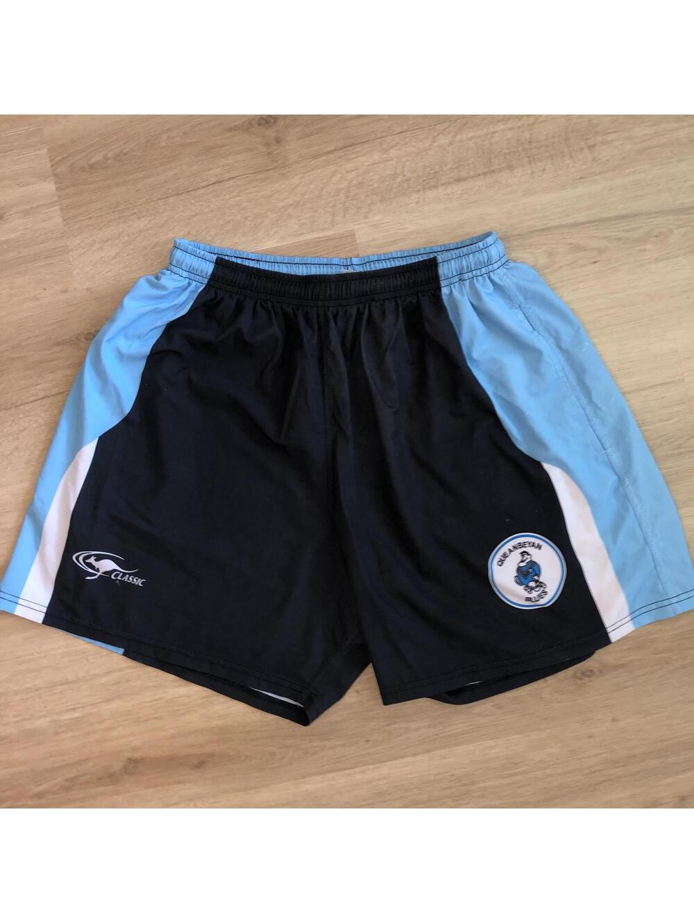 QUEANBEYAN BLUES OFFICIAL RUGBY GAME SHORTS CLASSIC MENS SIZE XL AUSTRALIA